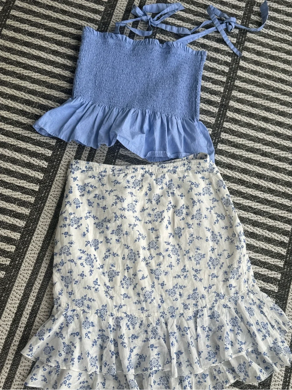 J. Crew Light Blue Smocked Tie-Shoulder Camisole